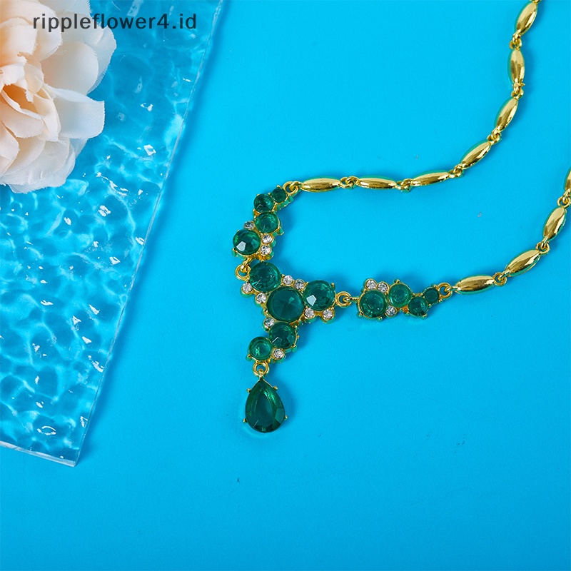 {rippleflower4.id} Kristal Bunga Kalung Anting Pengantin Set Perhiasan Paduan Akrilik Kalung Dua Potong Set Untuk Wanita Pesta Jewellery Female~