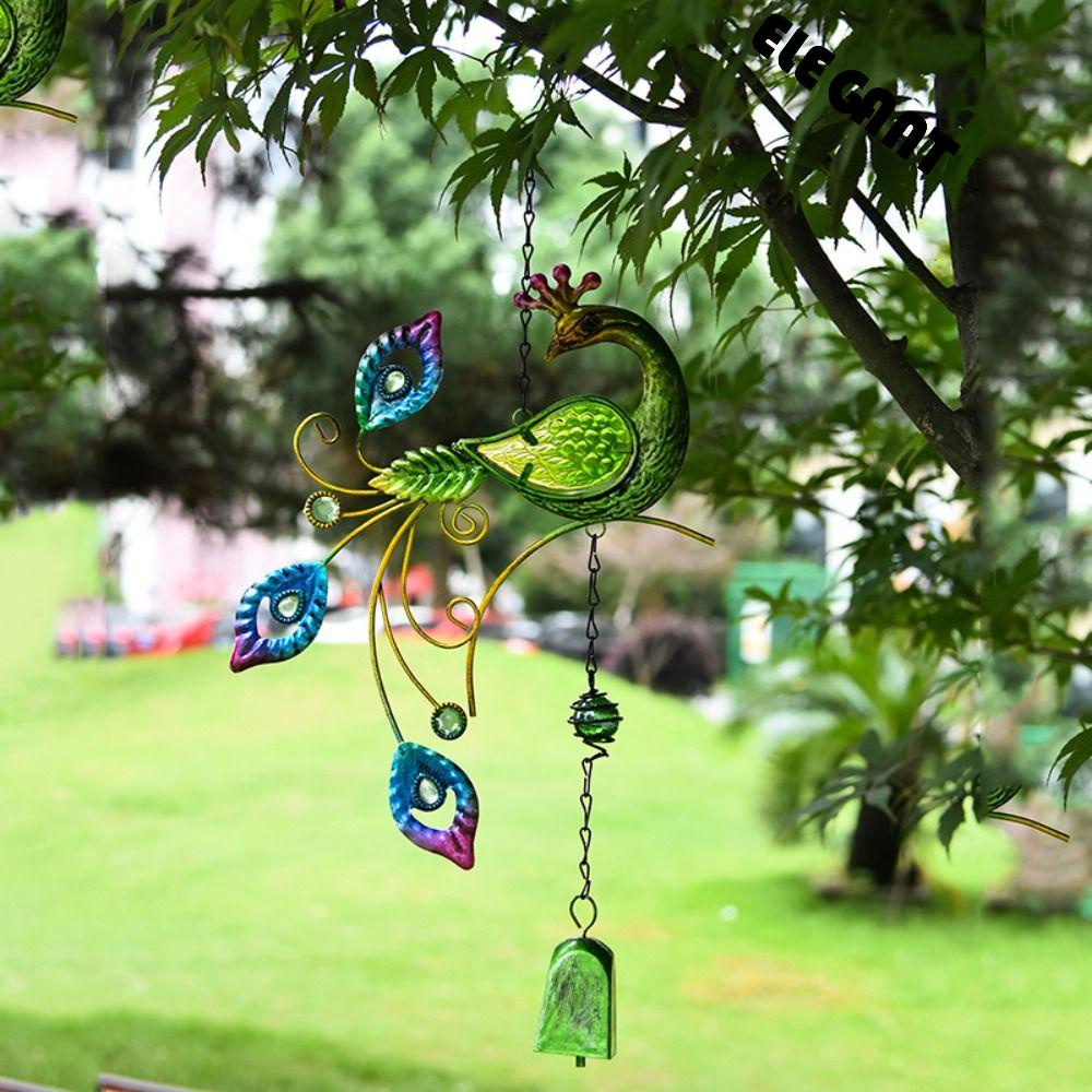 [Elegan] Suncatcher Kreatif Kualitas Tinggi Visual Kerajinan Logam Hadiah Ulang Tahun Dekorasi Rumah Besi Tempa Menghilangkan Kelelahan Merak Bell Liontin