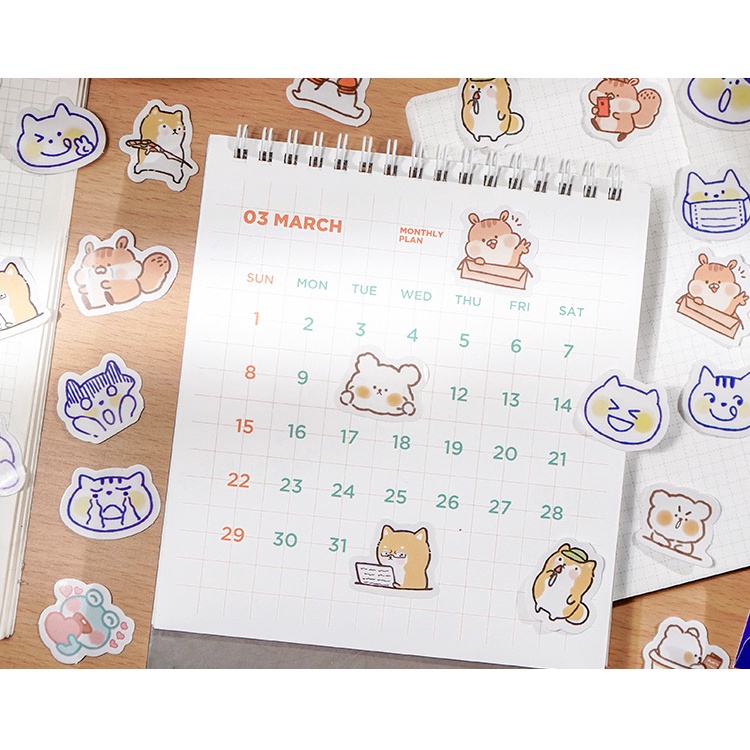 [Gongjin] Sticker Etori 40pcs Mini Bag / Lot Stiker Kertas Gambar Kucing Kawaii Untuk Diary Bujo Jurnal Journal Scrapbook Bullet Journaling