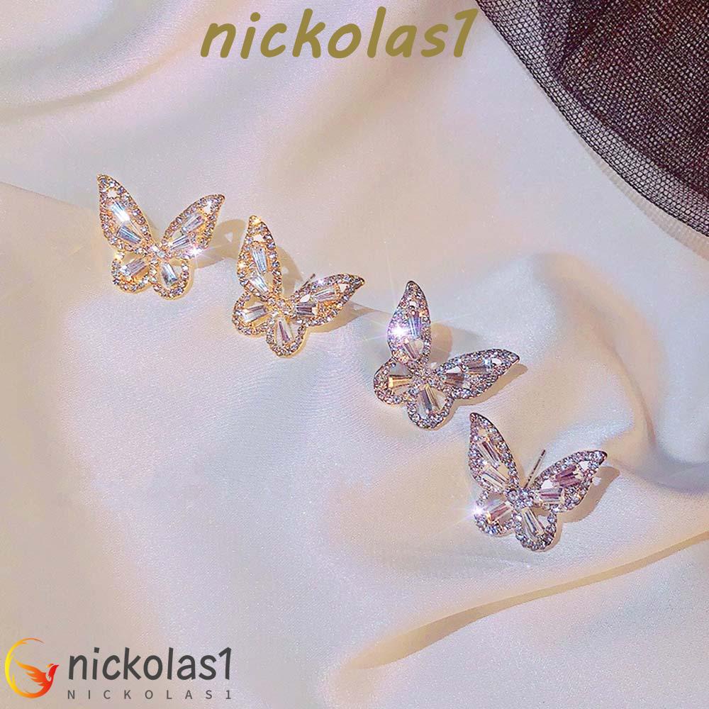 Nickolas1 Anting Kecil Elegan Wanita Kupu-Kupu Gadis Korea Fashion Perhiasan