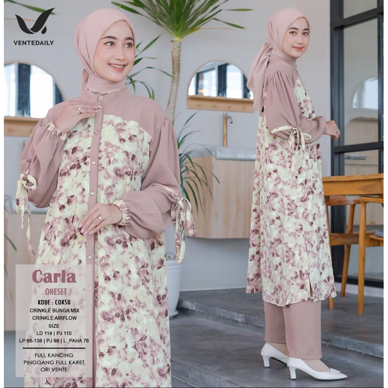 CALRA ONESET Setelan ORI VENTE DAILY | Ld114 Cinkle Airflow Motif