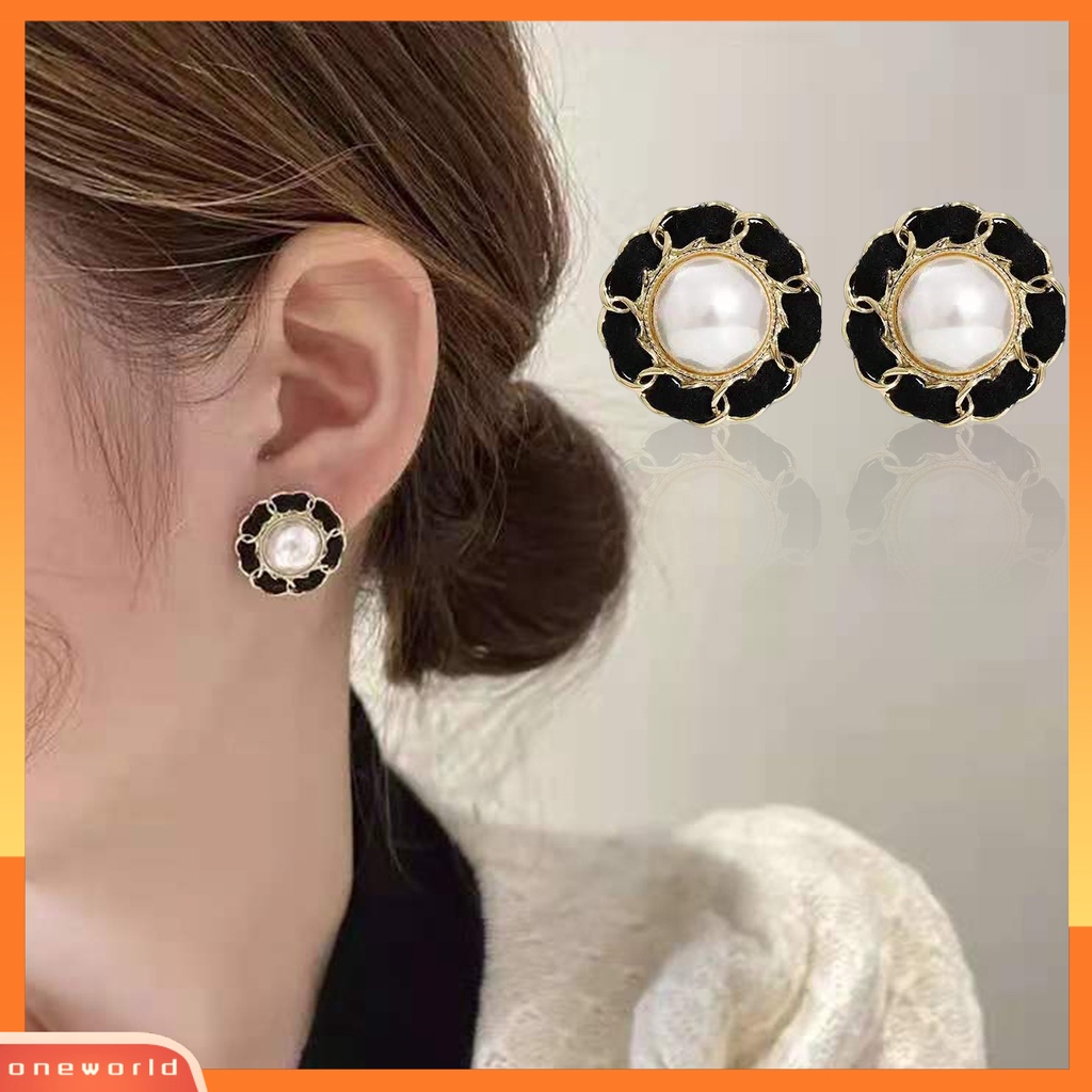 [WOD] 1pasang Anting Stud Temperamen Elegan Minimalis Geometris Electroplating Hias Hadiah Mutiara Imitasi Ear Studs Wanita Pesona Perhiasan Untuk Pacaran