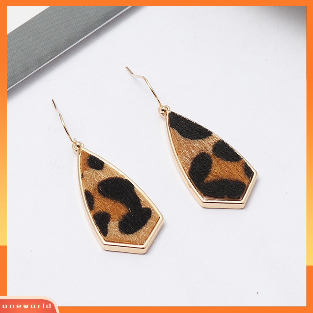 [WOD] 1pasang Anting Drop Simple Bahan Alloy Halus Motif Leopard Geometris Wanita Anting Kait Untuk Pacaran