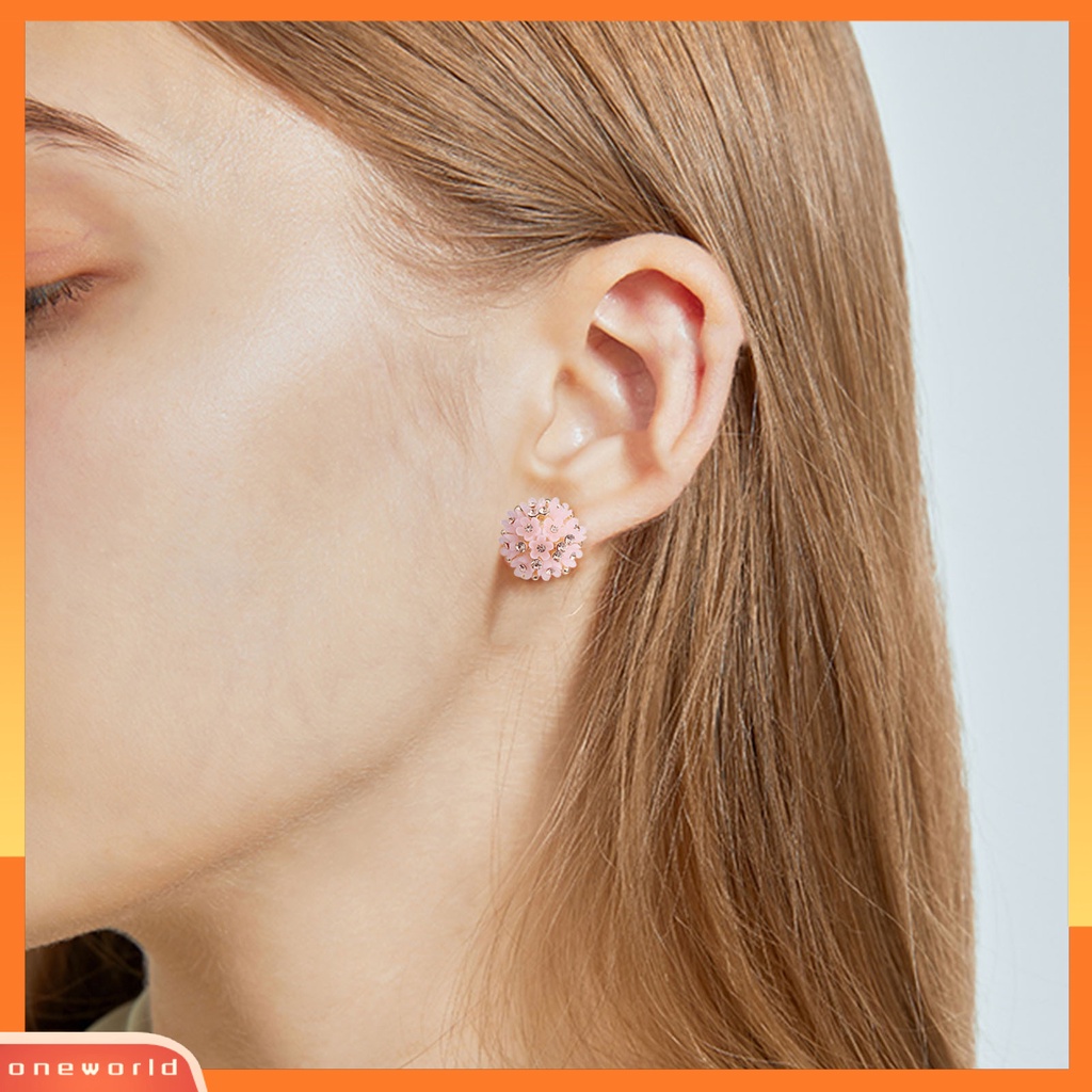 [WOD] 1pasang Anting Anti Luntur Kompak Resin Kuat Konstruksi Bola Bunga Wanita Anting Perlengkapan Pesta