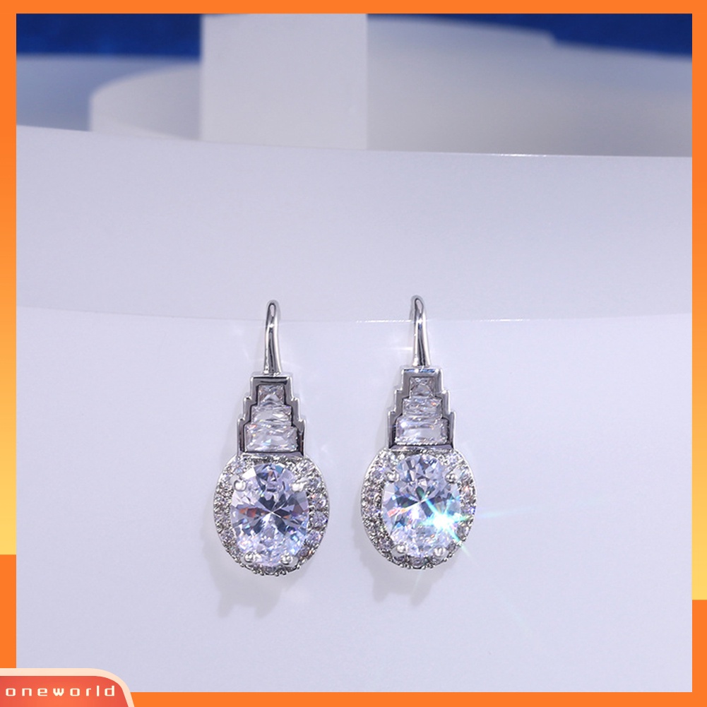 [WOD] Fashion Wanita Pagoda Kubik Zirkon Menjuntai Eardrop Kait Anting Perhiasan Hadiah