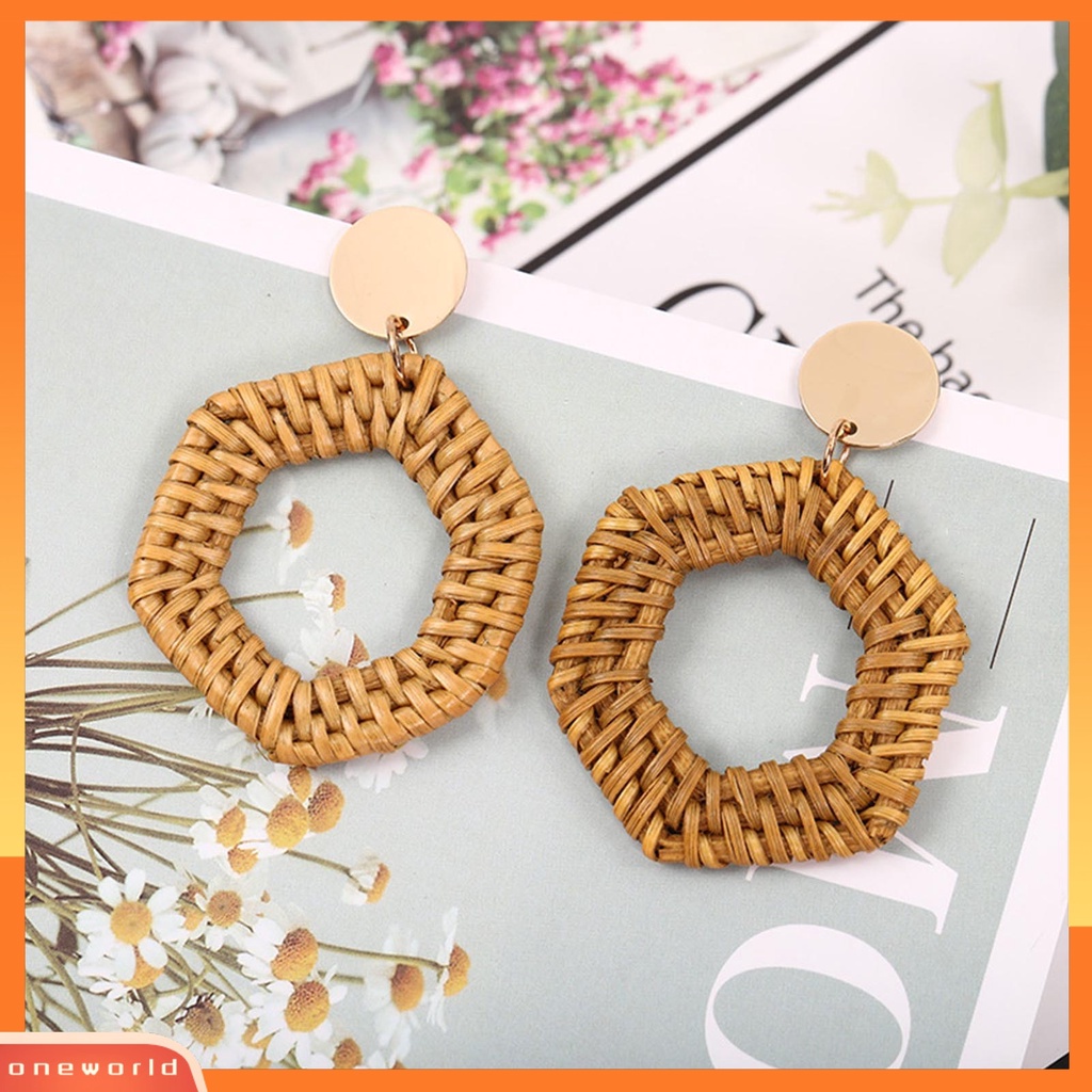 [WOD] 1pasang Anting Wanita Handmade Geometris Vintage Ringan Elegan Menjuntai Earrings Untuk Perjamuan