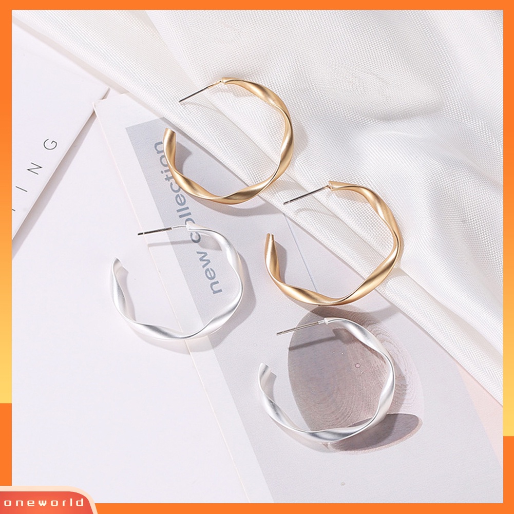 [WOD] 2pasang Wanita Fashion Matte Lingkaran Hoop Leverback Earrings Pesta Perhiasan Hadiah