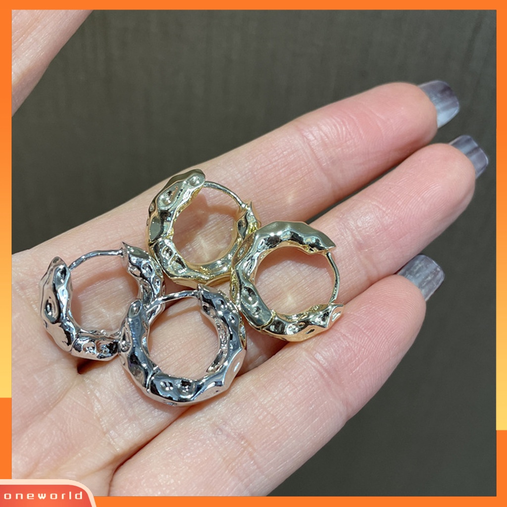 [WOD] 1pasang Anting Wanita Tidak Teratur Logam Lingkaran Perhiasan Vintage Geometris Hoop Earrings Hadiah Ulang Tahun