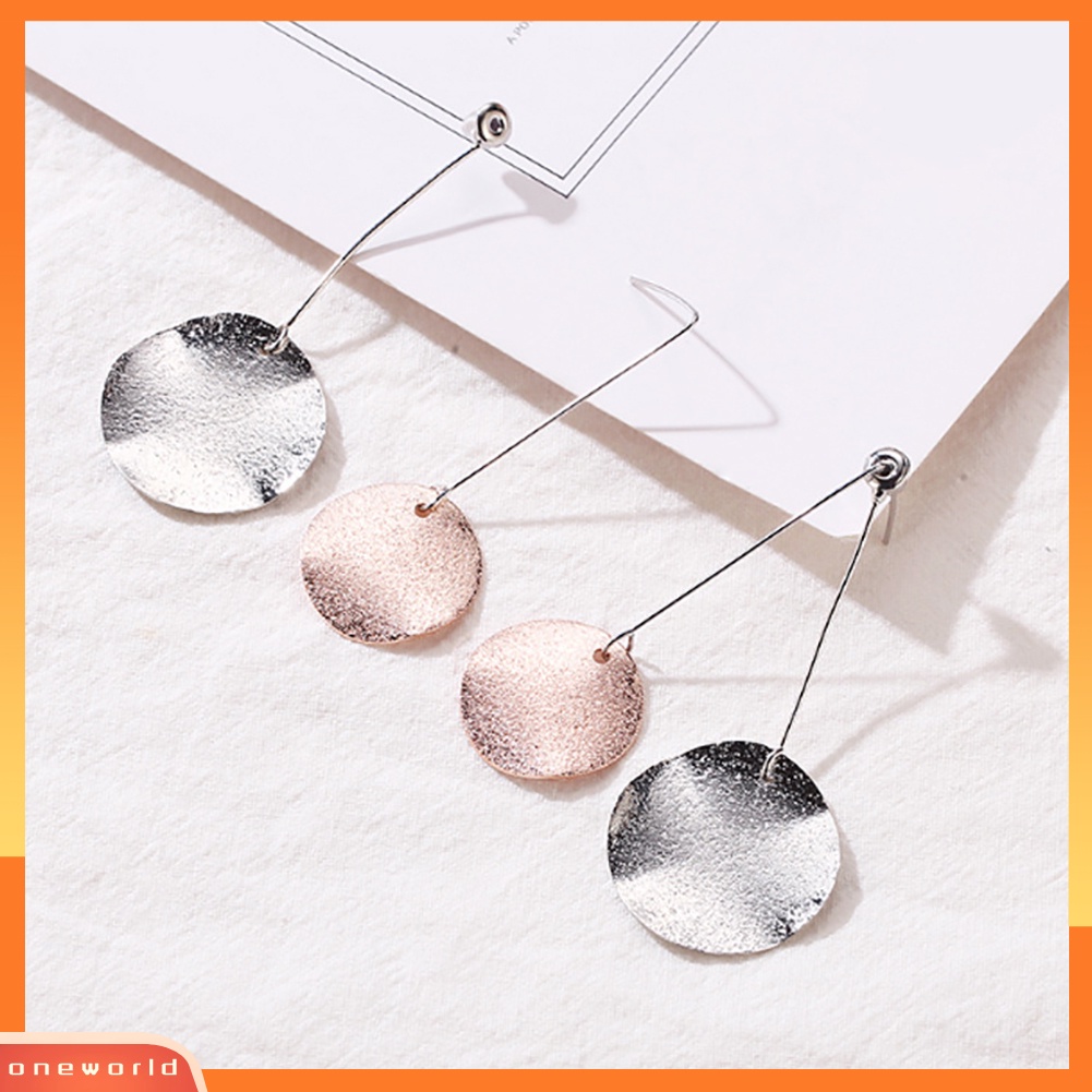 [WOD] Fashion Panjang Bulat Liontin Menjuntai Ear Stud Earrings Wanita Gadis Perhiasan Hadiah