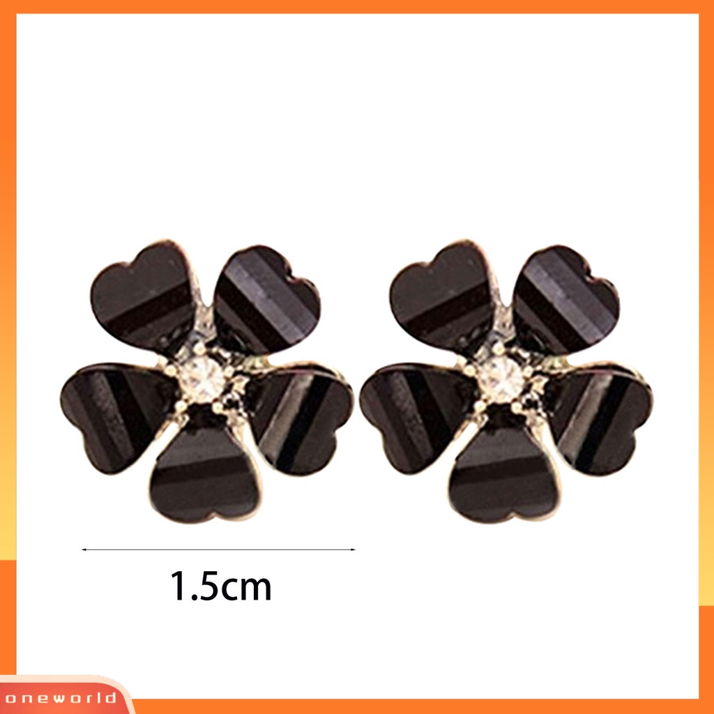 [WOD] Ear Stud Kelopak Berlian Imitasi Motif Bunga Alloy Anting Indah Mengkilap Untuk Wanita