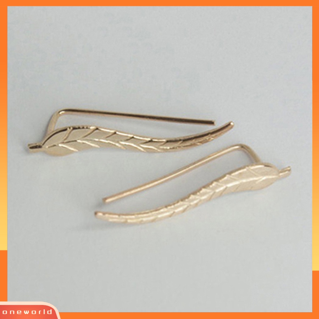 [WOD] 1pasang Anting Tusuk Telinga Bentuk Daun Bahan Alloy Indah Fashion Stud Untuk Wanita