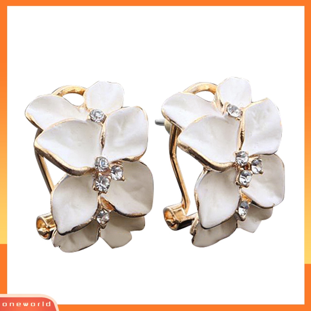 [WOD] Anting Tusuk Motif Bunga Gardenia Putih Fashion Wanita Mewah Elegan