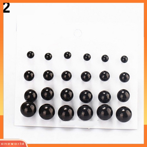 [WOD] 12pasang Wanita Fashion Elegan Putih Faux Pearl Ear Studs Earrings Perhiasan Pesta