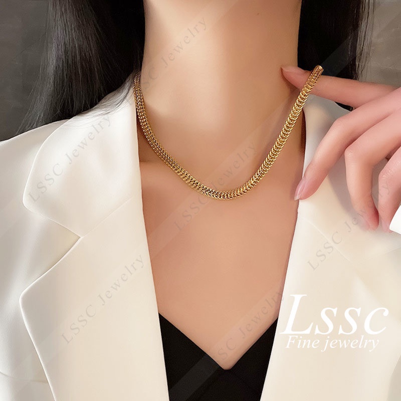 Kalung Titanium Wanita Anti Karat Sisik Ikan Emas 18K Cantik Elegan Terbaru 2023 Korea Aksesoris Perhiasan