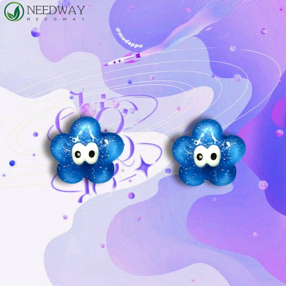 Needway Gaya Korea Anting Resin Manis Mata Cinta Hati Awan Anting Tindik Mini Jelly Earrings