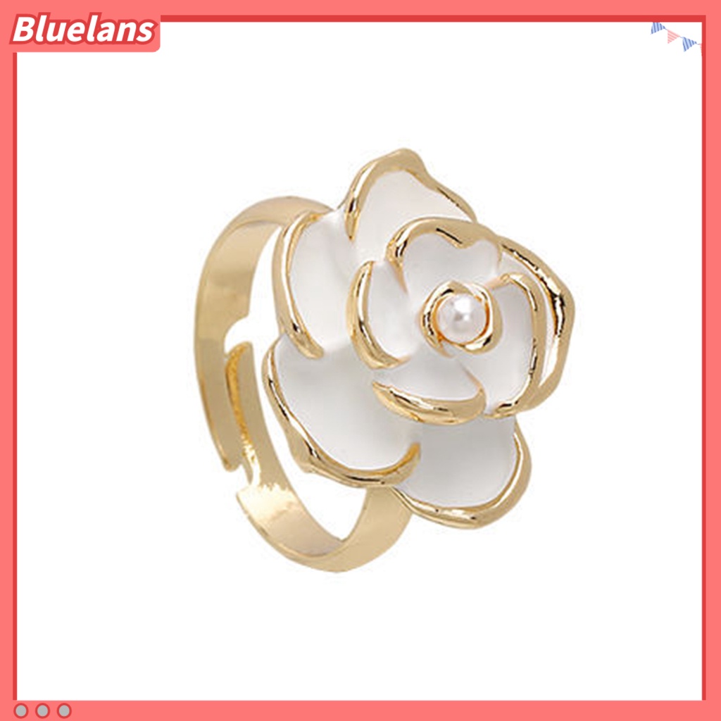 [BLS] Knuckle Ring Vintage Adjustable Camellia Electroplating High-polished Hias Pakaian Sehari-Hari Temperamen Niche Terbuka Cincin Aksesoris Wanita