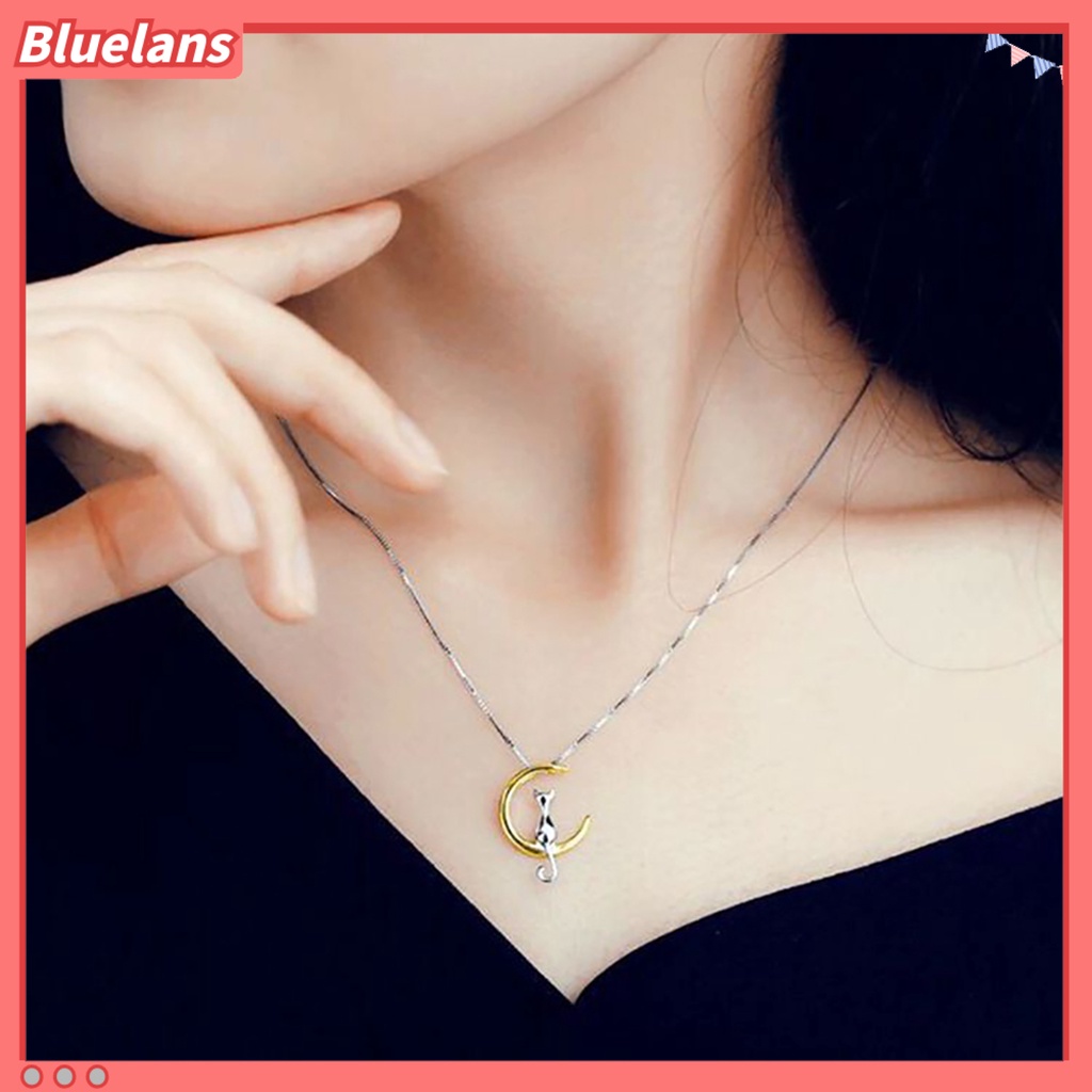 [BLS] Kalung Cat Decor Desain Bulan Sabit Alloy Kalung Bulan Kucing Lucu Untuk Perjamuan