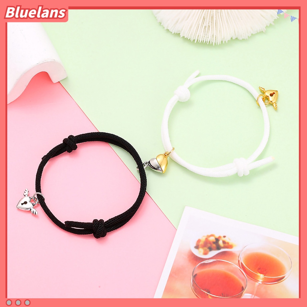 [BLS] 1pasang ic Gelang Nilon Tali Tangan Buatan Tangan Adjustable Electroplating Liontin Tidak Luntur Hias Pecinta Menarik Atraksi Hati Gelang Perhiasan Aksesori