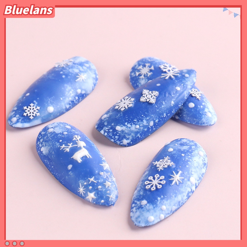 [BLM] 100pcs/ Botol Snowflake Dekorasi Kuku Tempel Kuat Panjang Memakai Manicure 3D Snowflake Nail Art Slice Untuk Makeup