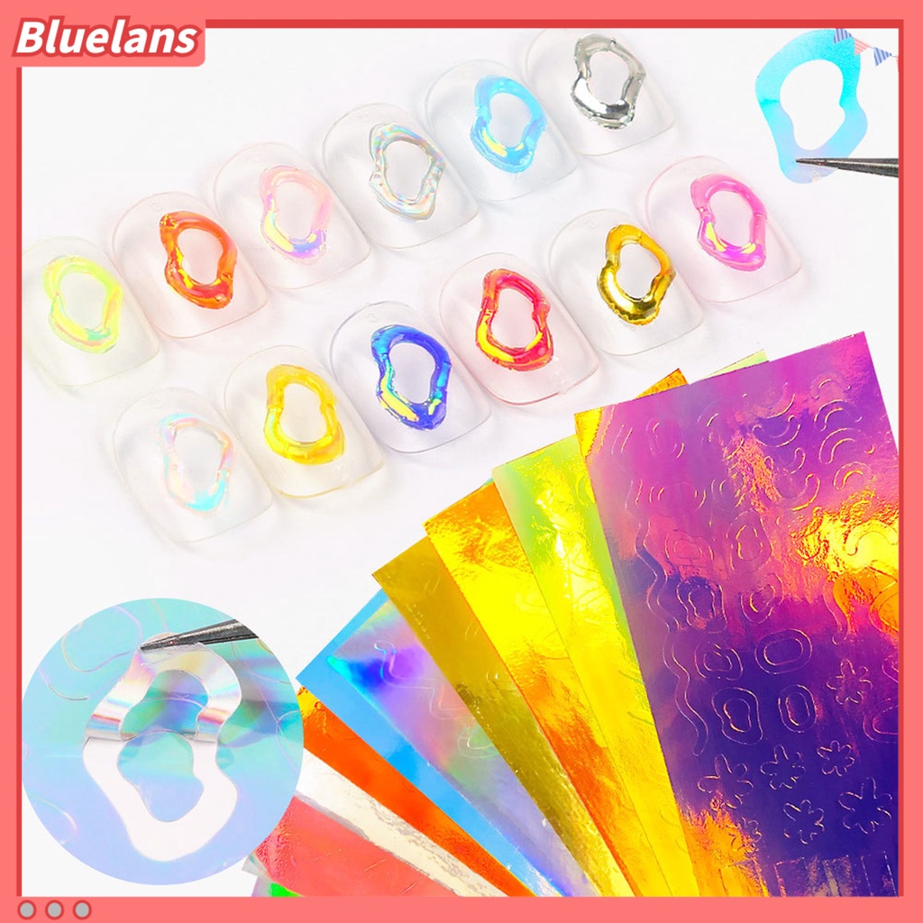 [BLM] 16pcs /Set Stiker Kuku Efek Aurora Gambar Hidup Warna-Warni Manicure Art Stiker Es Aurora Kuku Segel Untuk Perempuan