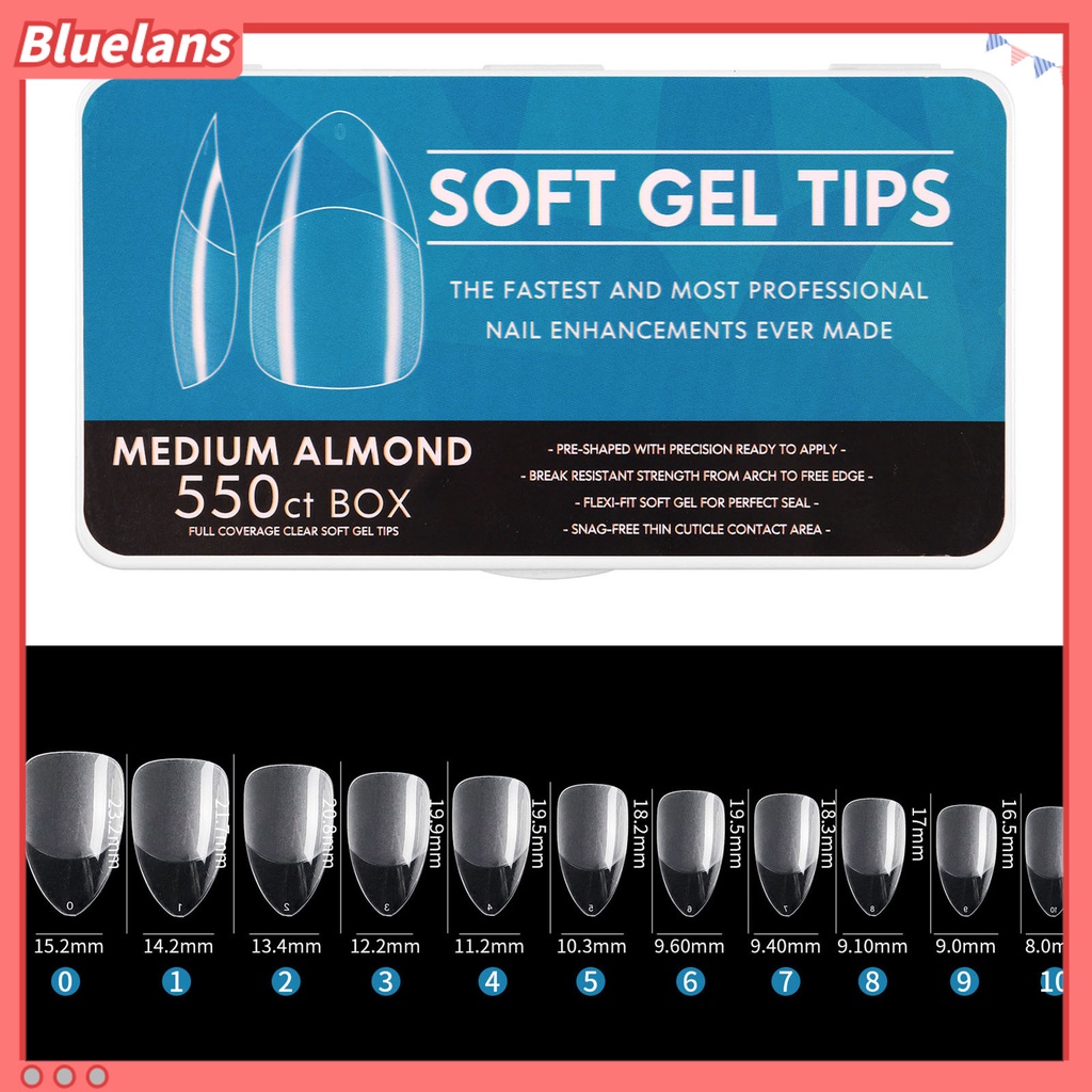 [BLM] 550pcs /500Pcs /440Pcs /400Pcs Ujung Kuku Lakban Bagus Bangunan Cepat Transparan Nail Art Piece Tangga Tipis Berbentuk Almond Tip Untuk Manicure