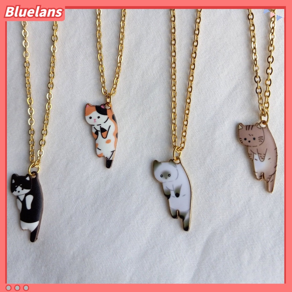 [BLS] Wanita Kalung Elegan Gantung Cantik Anti Gores Kokoh Pakaian Sehari-Hari Alloy Kucing Lucu Rantai Kalung Perhiasan Aksesori