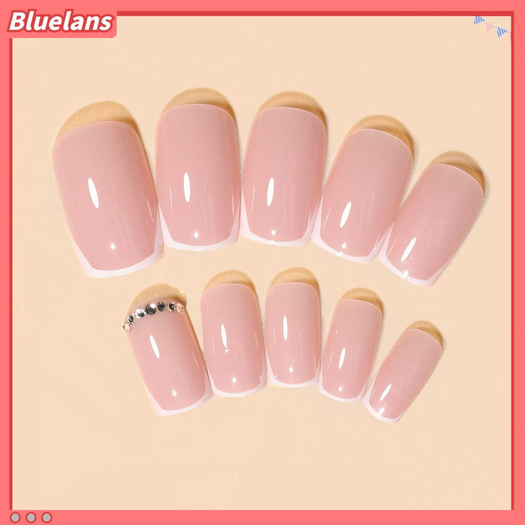 [BLM] 24pcs Kuku Buatan Warna Hidup Tahan Luntur ABS Full Cover Tekan Pada Kuku Palsu Dengan Lem Alat Set Perlengkapan Kecantikan