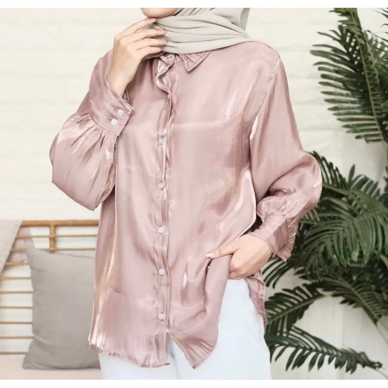 Inara Kemeja Wanita Shimmer Atasan Wanita Terbaru Blouse Bahan Shimmer