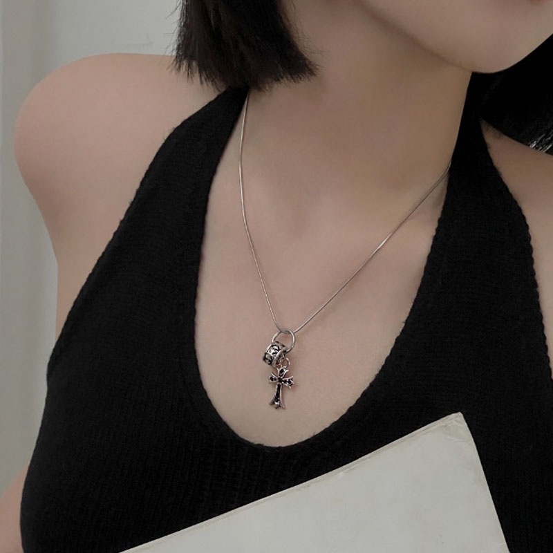 Kalung Geometris Salib Melingkar Bahan Alloy Korea Untuk Anak Perempuan