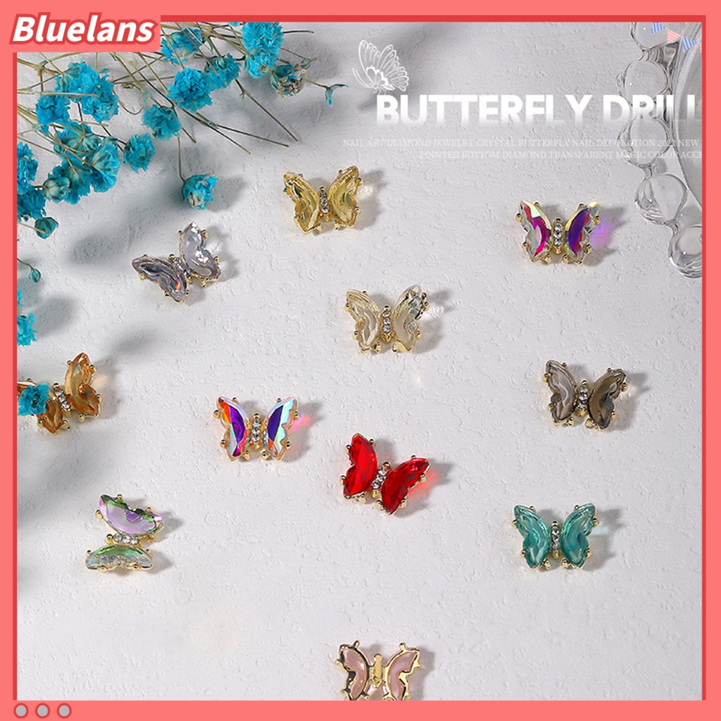 [BLM] 10pcs Nail Art Decor Tiga Dimensi Shiny Glitter Sparkling DIY Aksesoris Kuku Mini Kristal Palsu Pesona Kuku Kupu-Kupu Manicurist Supply