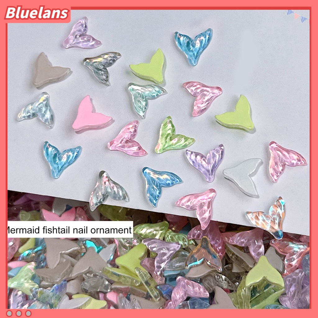 [BLM] 20pcs/bag Perhiasan Kuku Tiga Dimensi Mudah Tempel Indah Bawah Datar Hias DIY Kristal Imitasi Mermaid Tail Shape Nail Rhinestones Manicure Store Accessories