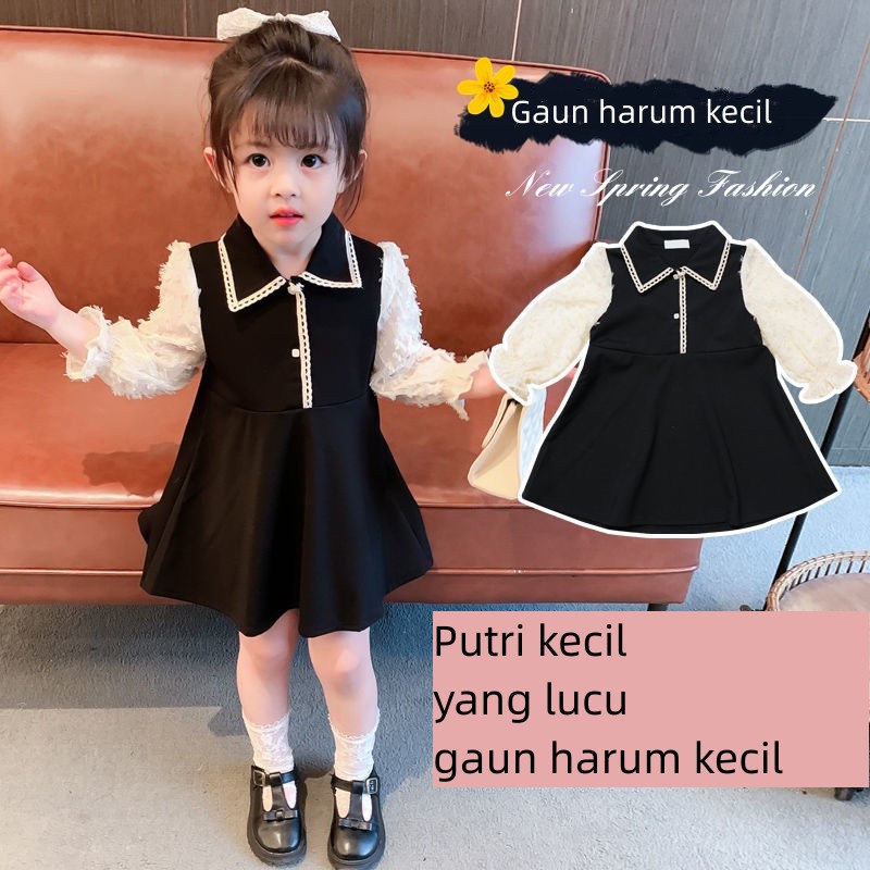 Model Musim Semi dan Musim Gugur yang Baru Gadis Berusia 2-7 Tahun Gaun Berserakan Kasa Net Kasa, Anak-anak Tengah dan Muda Korea Versi Sekolah Gaya Sekolah Rok Putri Bayi