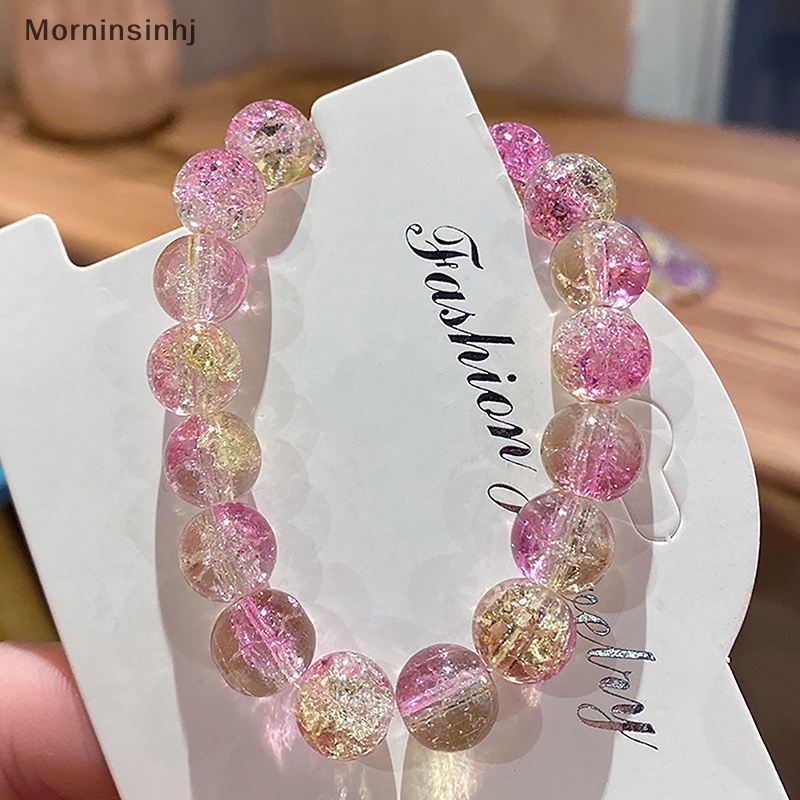 Mornin Wanita Retak Kristal Manik-Manik Kaca Bulat Manik-Manik Stretch Gelang Bangle Gelang Wanita Gadis Pesona Bungkus Perhiasan id