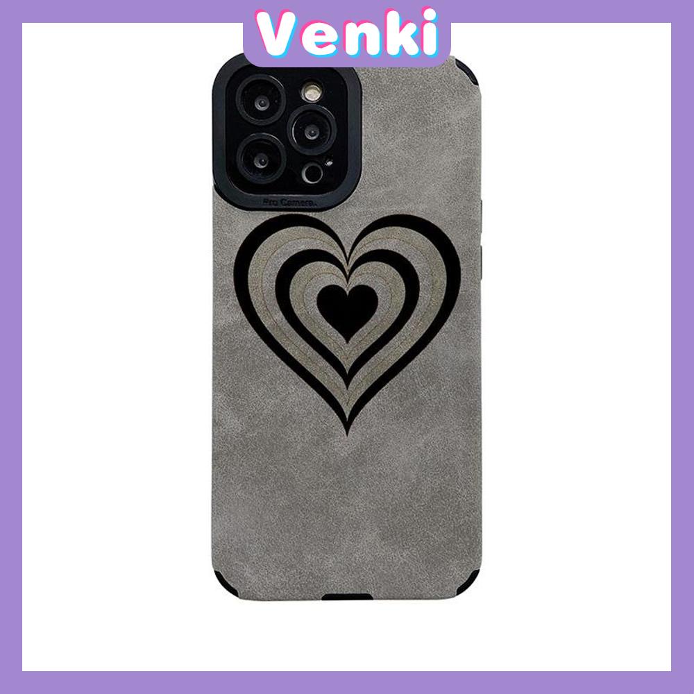 VENKI - Untuk iPhone 11 Case Leather Pupil Suede Cover Soft Shockproof Cover Camera Simple Line Heart Kompatibel dengan iPhone 14 13 Pro max 12 Pro max xr xs 7Plus 8Plus