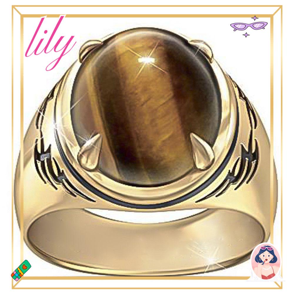 Lily Cincin Pria Pesta Perhiasan Emas Kawin Stainless Steel|Batu Mata