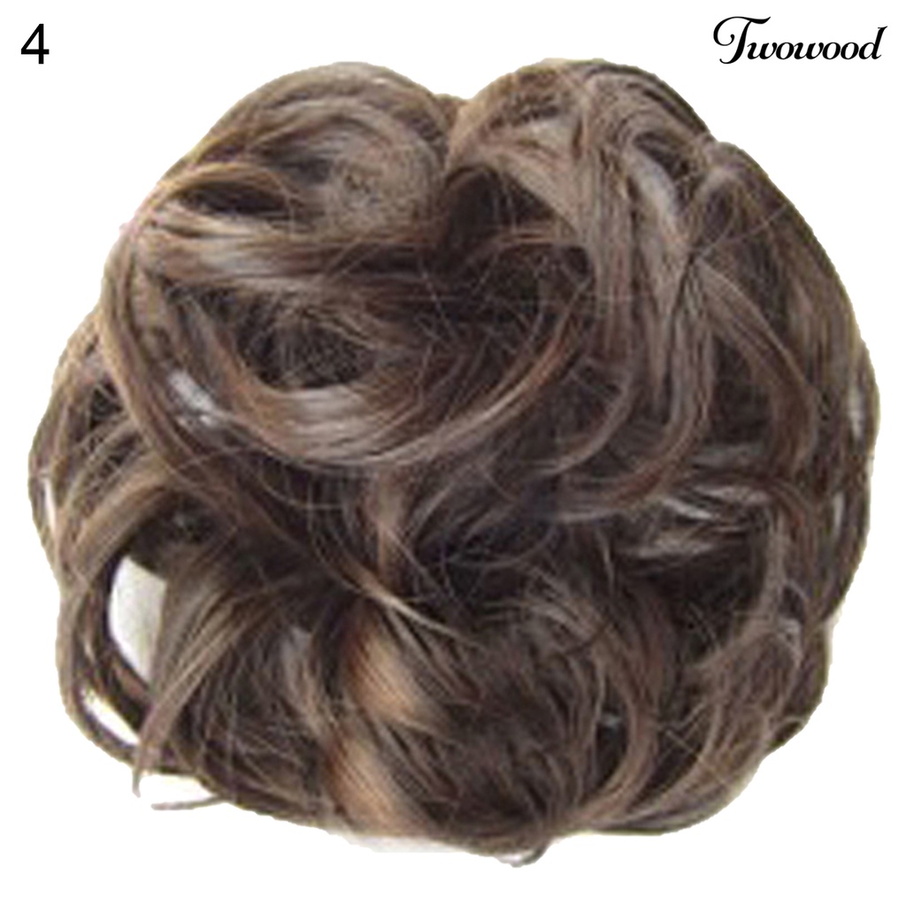 Twowood Hair Bun Soft All-match Curly Wanita Hair Bun Extension Untuk Travel Belanja Pacaran