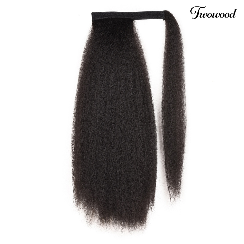 Twowood 55cm Wanita Berbulu Panjang Sintetis Pony Tail Afrika Wig Rambut Ekstensi Sopak