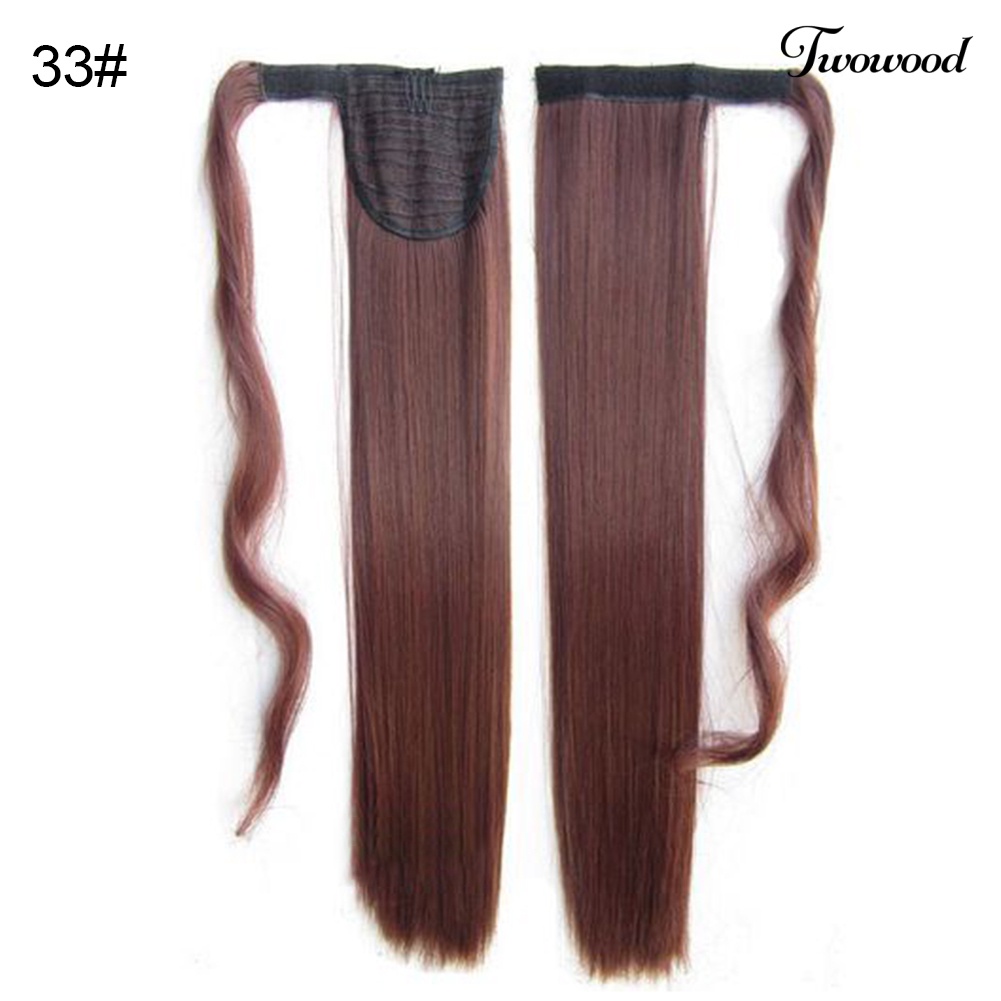 Twowood Wanita Magic Tape Panjang Lurus Wig Ponytail Rambut Ekstensi Cosplay Sopak