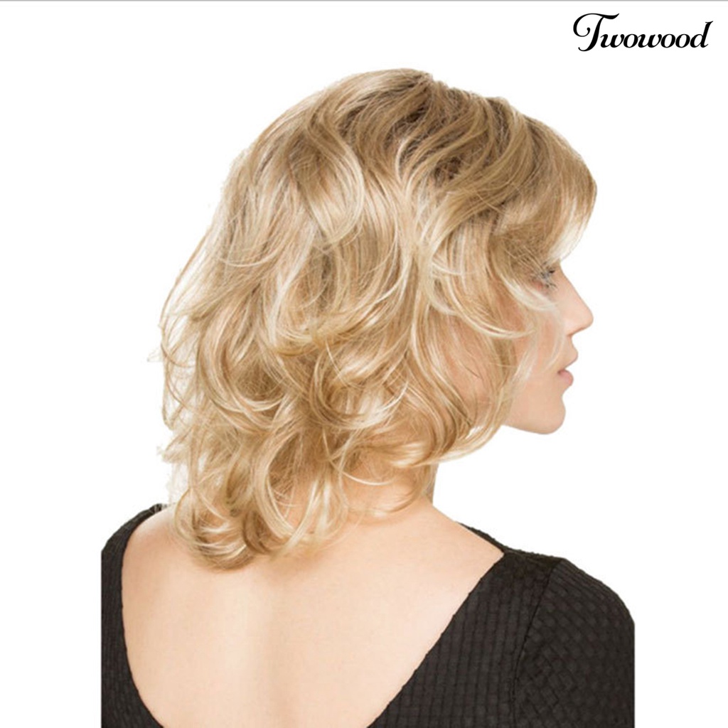 Twowood Wig Rambut Pendek Mudah Dipakai Lembut Berbulu Tahan Panas Fashion Role Play Props Wig Keriting Pendek Sutra Suhu Tinggi Dengan Curling Hair Tail Untuk Pesta