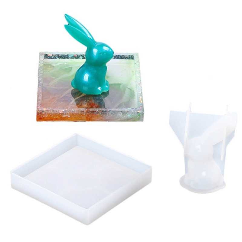 Siy Kelinci Ornamen Cetakan Perhiasan Penyimpanan Tray Mold DIY Piring Kecil Resin Art Tool