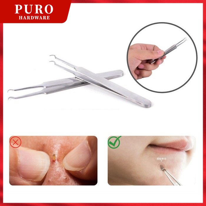 Alat Capit Untuk Menghilangkan Komedo / Pinset Jepit Komedo Stainless Steel Blackhead Tweezer / Penjepit Komedo