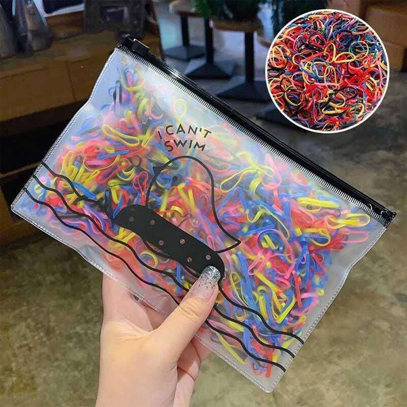 1000pcs Karet Gelang Sekali Pakai Warna-Warni Karet Rambut Kecil Elastis Ikat Rambut Ponytail