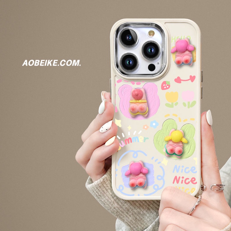 IPHONE Bingkai Logam Tiga Dimensi Soft Shell Desain Putih Susu Casing Ponsel Kompatibel Dengan Iphone12 13 14 11 Pro Max X Xs Max Xr Gzxz