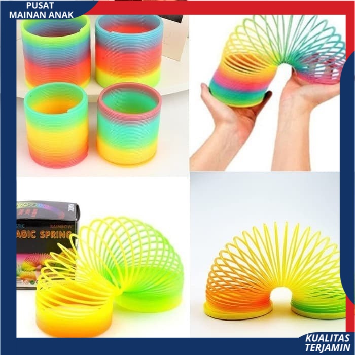 Mainan Anak Magic Spring Diameter 5,5 Mainan Spiral Rainbow Pelangi Plastik Best Quality