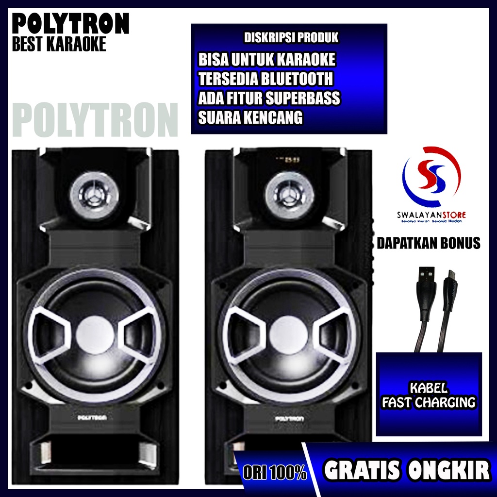 Khusus Jatim Speaker aktif Polytron PAS 8E10 Bluetooth, USB, MIC input