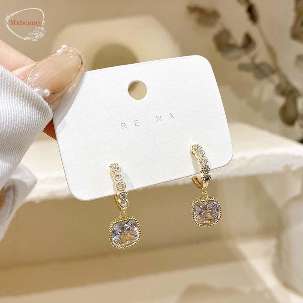 Mxbeauty Anting Menjuntai Trendi Hadiah Sederhana Perempuan Geometris Zirkon Korea Ear Stud