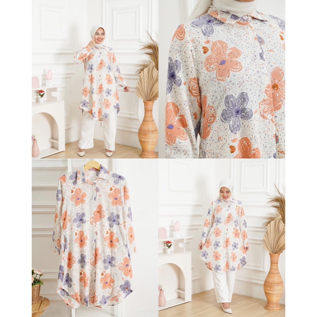 BEFAST - ZFS OOTD WANITA TUNIK ISANA / SIPIA TUNIK / Pakaian Wanita Muslimah / Outfit Wanita Hijab / Tunik Keluaran terbaru / Fashion kekinian remaja ABG / Tunik Motif Flower / Termurah