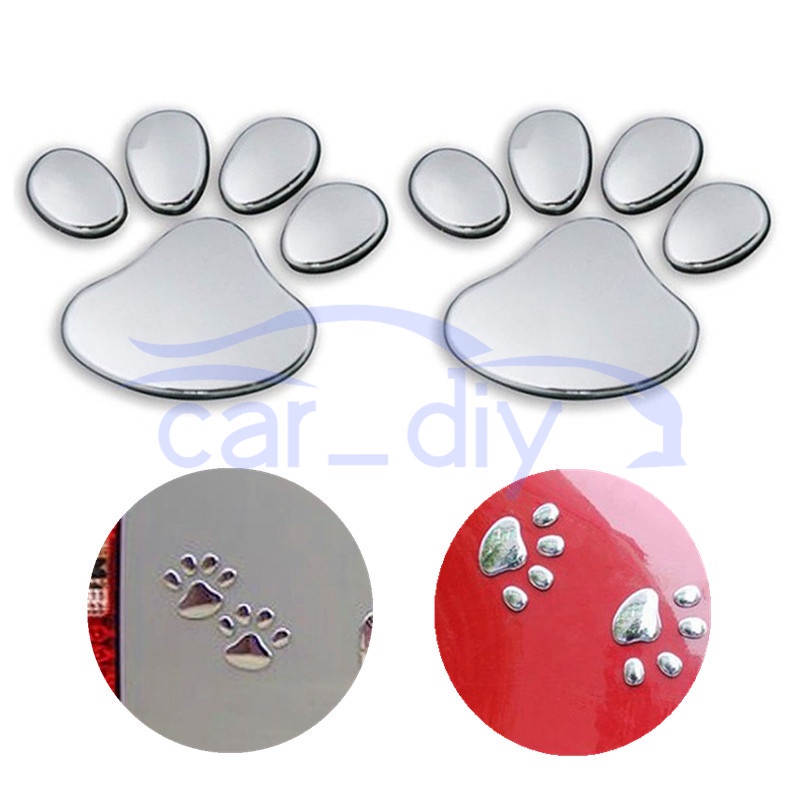 2pcs/lot Stiker Mobil Jendela Bumper Tubuh Desain Keren Paw 3D Hewan Anjing Kucing Jejak Kaki Stiker PVC Styling Emblem Auto Kreatif Aksesoris Eksterior