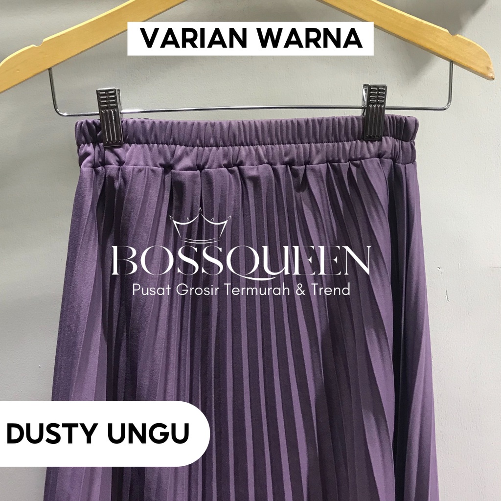 Rok Plisket Premium Jumbo 100% [ KALEM SERIES ] / Rok Rempel / Rok Lipet  By Mardhatillah warna ungu