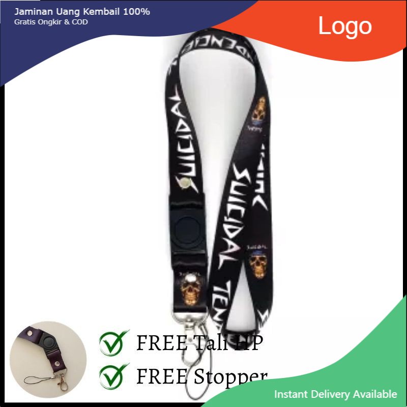 

Tali Lanyard Band Suicidal / Custom Lanyard Tali Gantungan Kunci HP POD ID Card